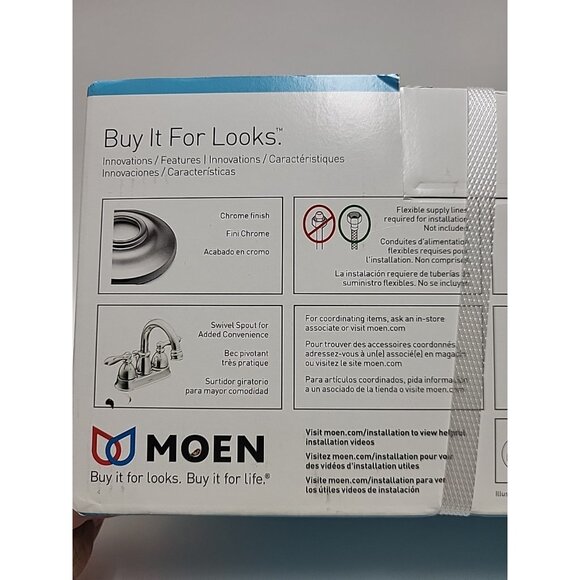 Moen Caldwell Chrome 2-handle 4" Centerset Bathroom Sink Faucet with Drain - Picture 8 of 8